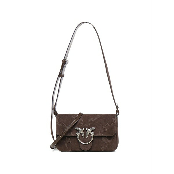 ピンコ レディース ショルダーバッグ 御徒面子 Mini love suede shoulder bag Brown
