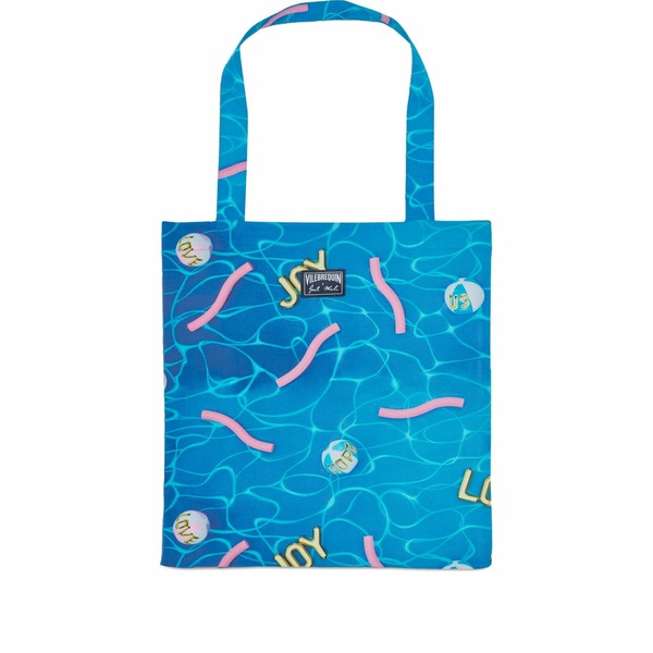 ヴィルブレクイン メンズ トートバッグ 御徒面子 Balade-print tote bag Blue