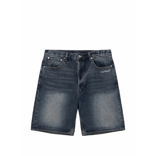 象牙色 メンズ 心地好いズボン下 ボトムス Arrows-motif denim shorts Blue