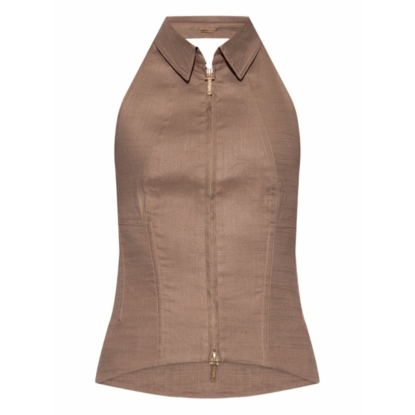 ブームガイア レディース カットソー トップス Zip-up halterneck vest Neutrals