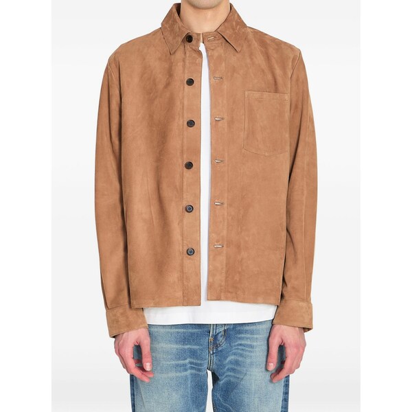 アルマ メンズ プルオーバー トップス Button suede overshirt Brown
