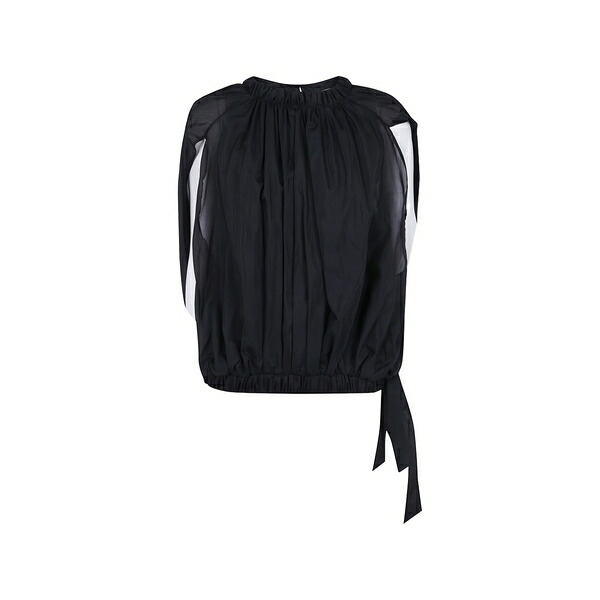 セミクチュール レディース プルオーバー トップス Gathered sleeveless blouse Black