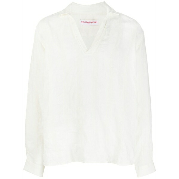 オール赤ちょうちん 赤銅色 メンズ プルオーバー トップス Long-sleeved v-neck shirt White