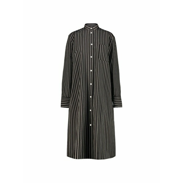 トーテム レディース 衣裳 トップス Striped cotton-poplin shirt dress Black