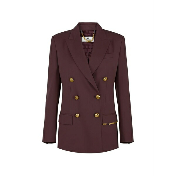 エリザベスフランキ レディース 上衣＆上衣 アウター Peaked-lapel double-breasted blazer Brown