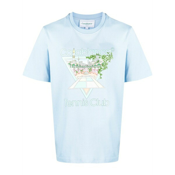 カサブランカ メンズ プルオーバー トップス Tennis club icon cotton t-shirt Blue