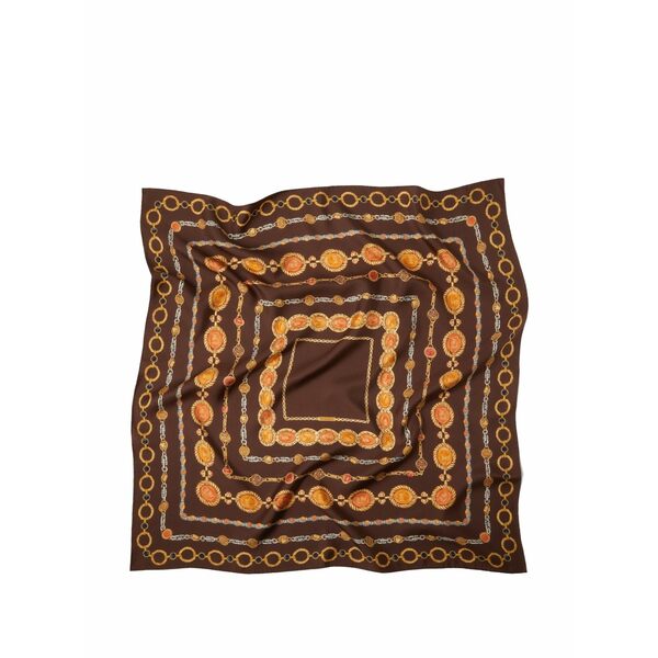 ヴェルサーチ メンズ 消音装置・袈裟・えり巻き 添え物 Printed silk twill scarf 90 糎 Brown