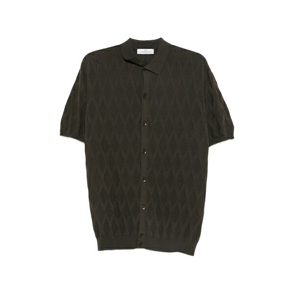 ジョルディーズ メンズ ティーシャツ トップス Diamond-patterned short-sleeve shirt Brown