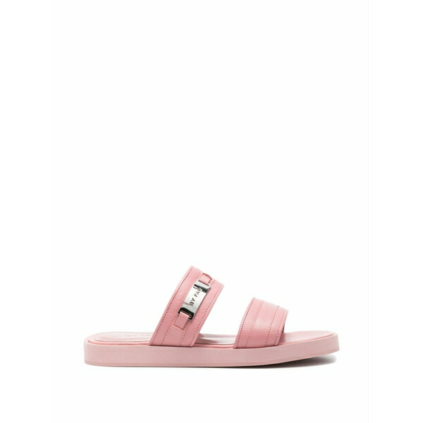 バイ毛皮 レディース サンダル シューズ Logo-plaque double-strap sandals Pink