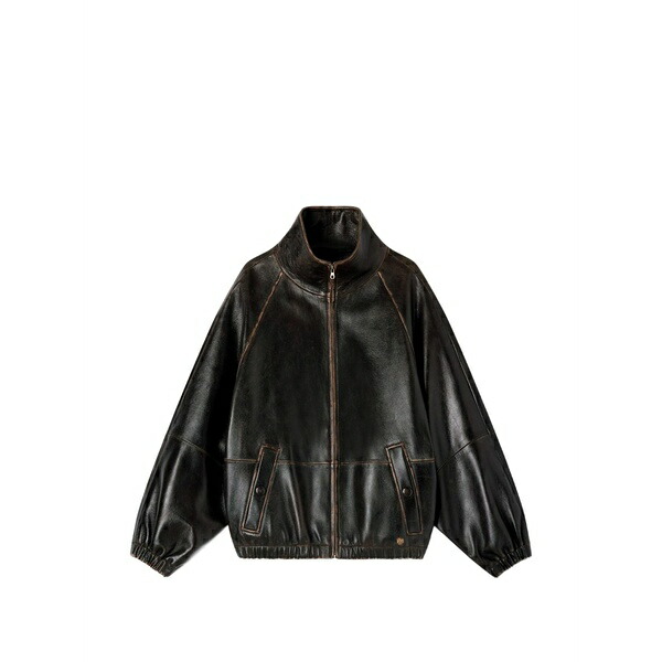 真砂ロ レディース 上衣＆上衣 アウター Leather bomber jacket Brown
