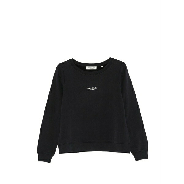 マルコポーロ レディース 編み物\u0026プルオーバー アウター Logo-print sweatshirt Blue