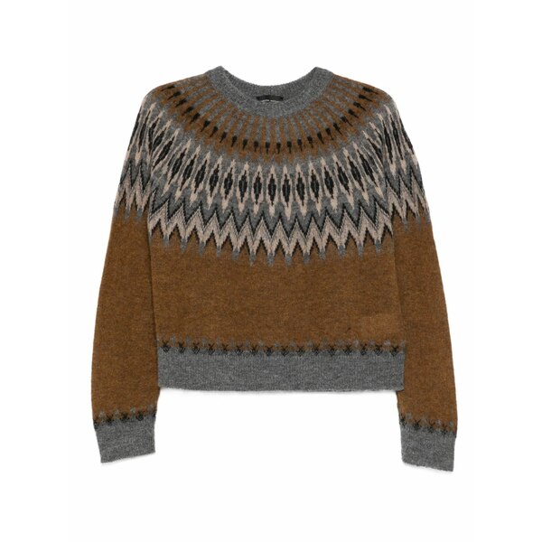 ロベルトコリーナ レディース 編み物\u0026プルオーバー アウター Patterned sweater  Brown
