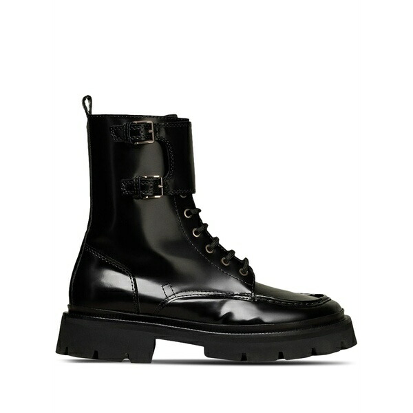 アミ レディース ブーツ シューズ Double-buckle leather boots Black|asty
