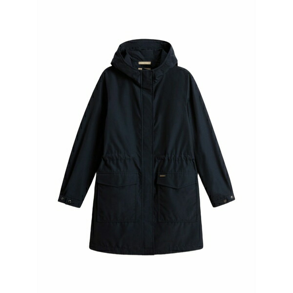 羊毛 資産家 レディース 厚地の外套 アウター Adjustable-hood parka coat Blue