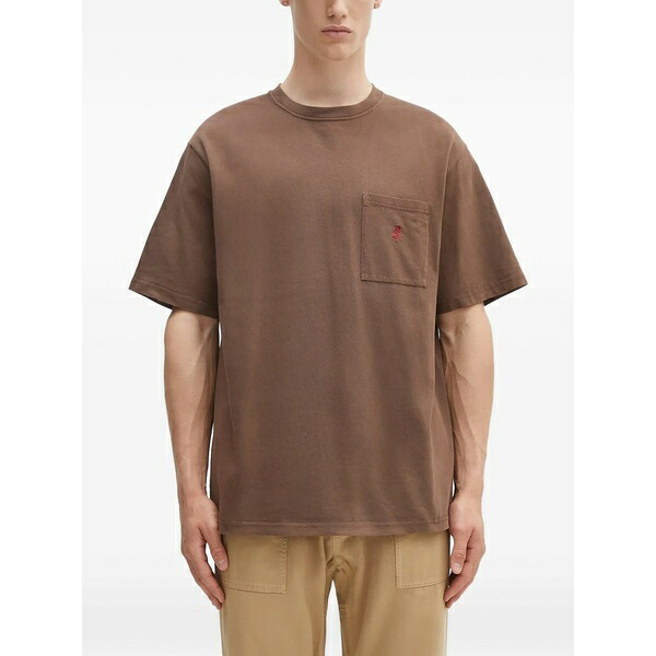 グラミチ メンズ ティーシャツ トップス One point chest-pocket t-shirt Brown