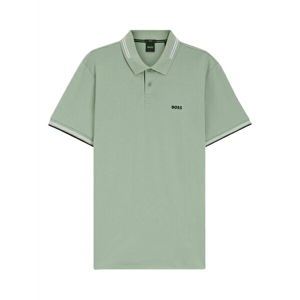 主任者 メンズ スポーツシャツ トップス Striped-collar polo shirt Green
