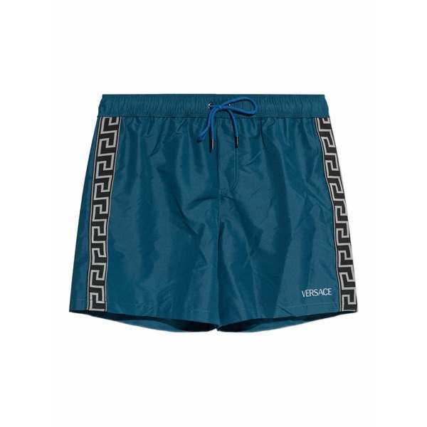 ヴェルサーチ メンズ 心地好いズボン下 ボトムス Patterned-stripe swim shorts Blue