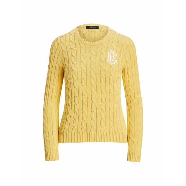 ラルフローレン レディース 編み物\u0026プルオーバー アウター Cable-knit embroidered sweater Yellow