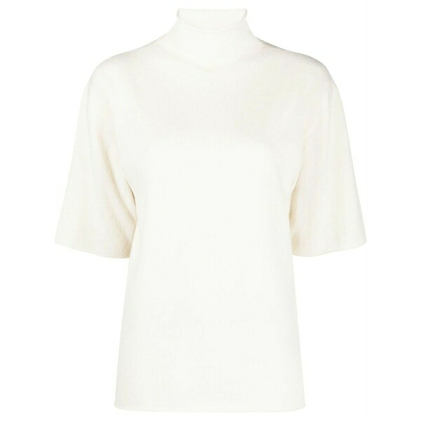 ジル・サンダー レディース プルオーバー トップス Short-sleeved roll-neck knitted top Neutrals