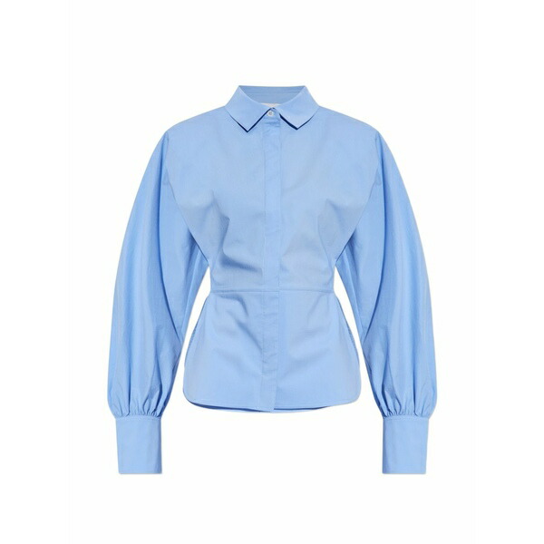 イロ レディース プルオーバー トップス Puff-sleeve button-down shirt Blue