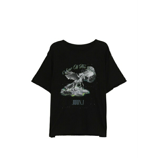 ジュン・ジー レディース Tシャツ トップス Graphic-print t-shirt Black｜asty