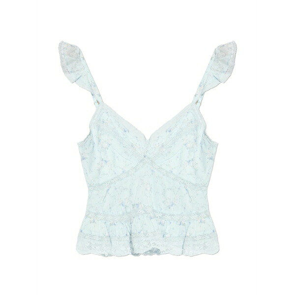 ラブスハックファンシー レディース カットソー トップス Ruffled floral print top Blue