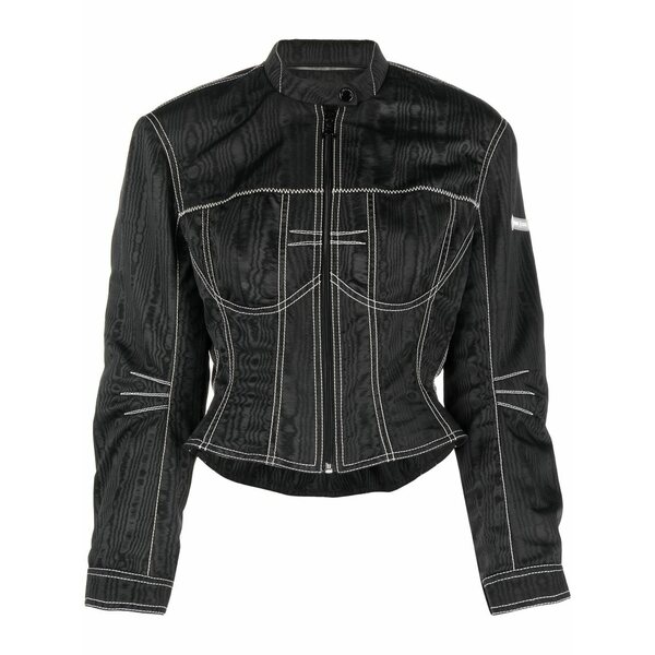 米国海兵隊員 独居室 レディース 上衣＆上衣 アウター Moir￡-effect fitted jacket Black