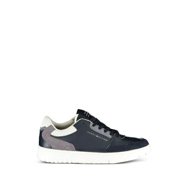 トミー ヒルフィガー メンズ スニーカー シューズ Leather suede-panel sneakers Blue