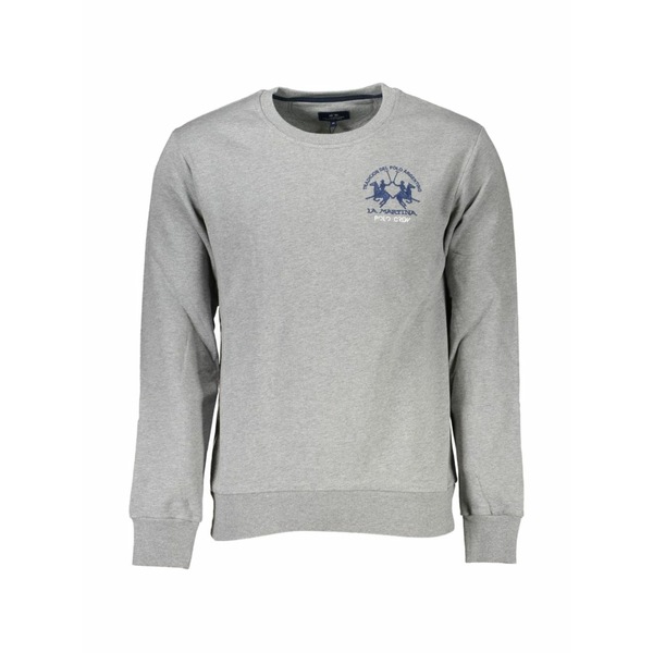ラ マルティーナ メンズ パーカー・スウェットシャツ アウター Logo-embroidered crew-neck sweater Grey