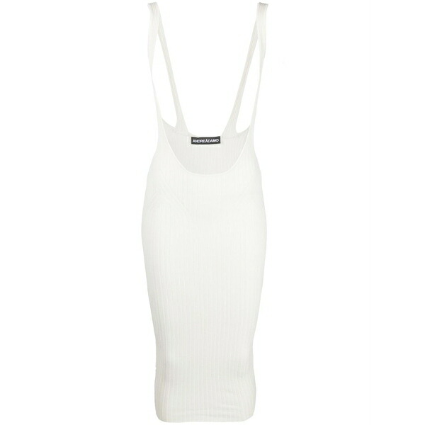 アンドレダモ レディース 編み物\u0026スウェーター アウター Ribbed-knit pinafore skirt White