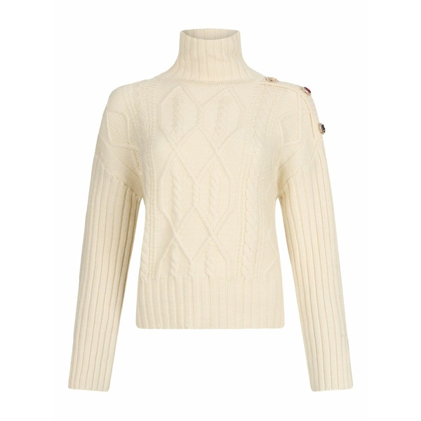 リュージョー レディース 編み物\u0026プルオーバー アウター Cable-knit jewel-button sweater Neutrals