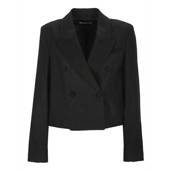 メゾンホテル レディース 上衣＆上衣 アウター Cropped double-breasted blazer Black
