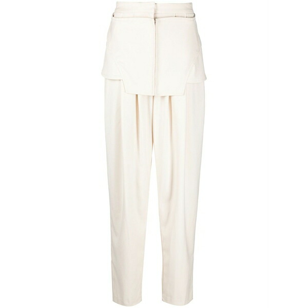 アンドレダモ レディース 心地よいズボン下 ボトムス Layered-detail high-waist trousers Neutrals