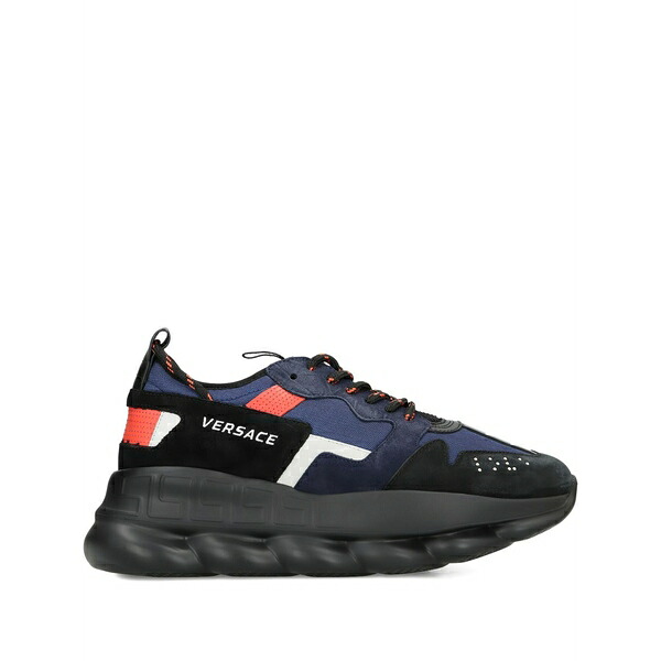 ヴェルサーチ メンズ スニーカー シューズ Chain reaction panelled sneakers Black