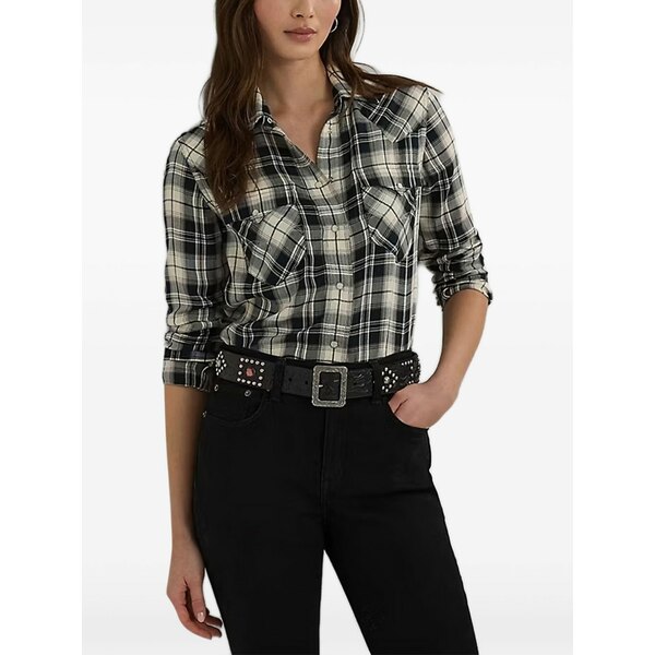 ラルフローレン レディース プルオーバー トップス Check-patterned button-up shirt Black