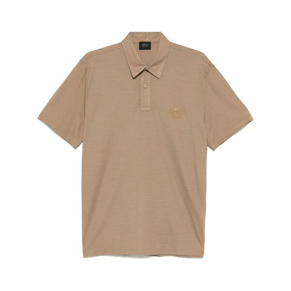 ブリオーニ メンズ スポーツシャツ トップス Logo-embroidered polo shirt Brown