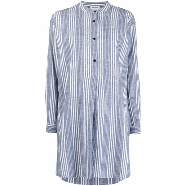 羊毛 分限者 レディース プルオーバー トップス Striped long-sleeve shirt Blue