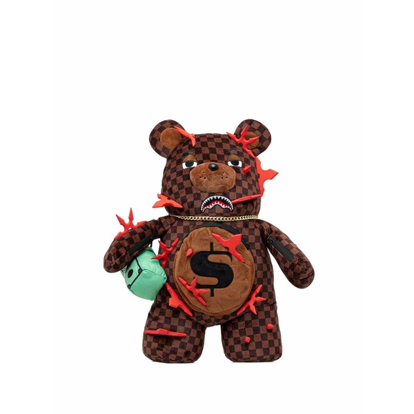 スプレーグランド メンズ バックパック・リュックサック バッグ Checked-pattern bear-shape backpack Brown|asty