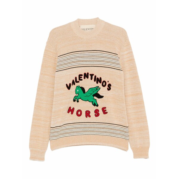 ヴァレンティノ ガラヴァーニ メンズ 編み物\u0026スウェーター アウター Wool and cotton sweater with horse patch Neutrals