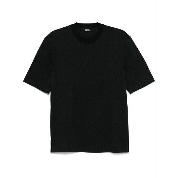 ゼニア メンズ ティーシャツ トップス Crew-neck t-shirt Black