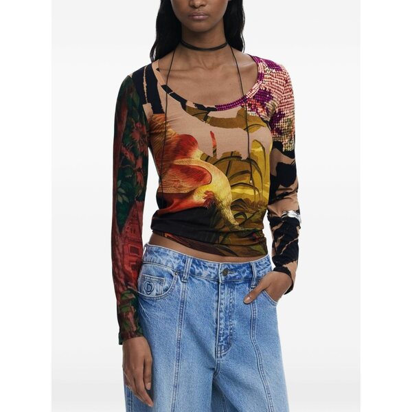 デジグアル レディース プルオーバー トップス X christian lacroix printed long-sleeved t-shirt Neutrals