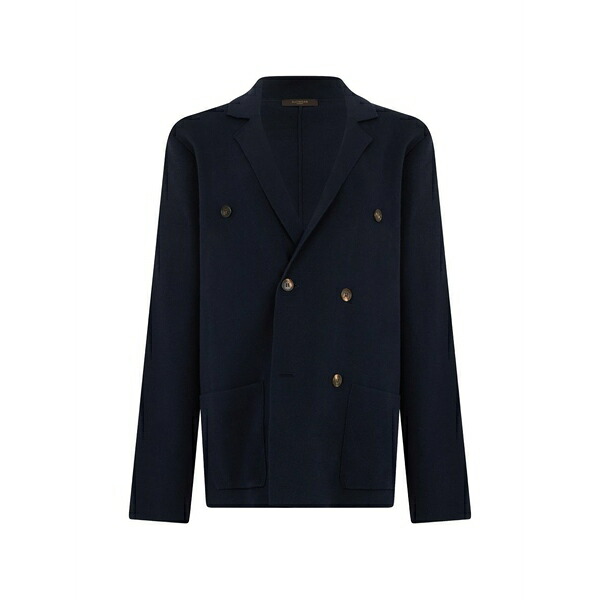 投げること御召しもの メンズ 上衣＆上衣 アウター Double-breasted knitted blazer Blue