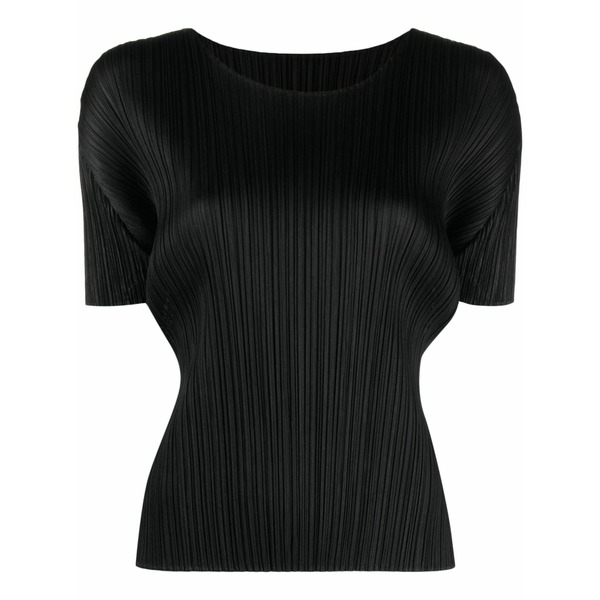 筋目 プリーズ イッセイ ミヤケ レディース ティーシャツ トップス Round-neck pliss￡ t-shirt Black