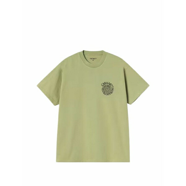 鉄道車両ハート型 メンズ ティーシャツ トップス Spiral-print cotton t-shirt Green