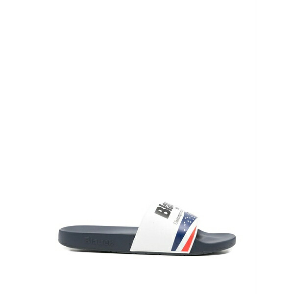 ブラウアー メンズ サンダル シューズ Logo-print slides Blue