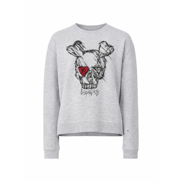 ディースクエアード メンズ パーカー・スウェットシャツ アウター Crew-neck graphic sweatshirt Grey