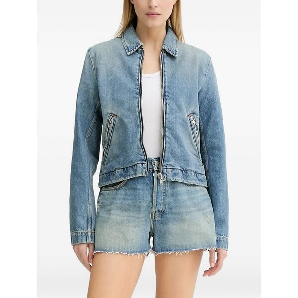 ウォンお手て赤いこと レディース 上衣＆上衣 アウター Zip-fastening denim jacket Blue