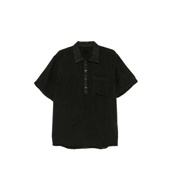 １２０％リノ メンズ スポーツシャツ トップス Short-sleeve chest-pocket shirt Black