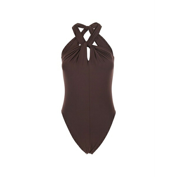 フェデリカ・トシ レディース 衣裳 トップス Halterneck twist-detail swimsuit Brown