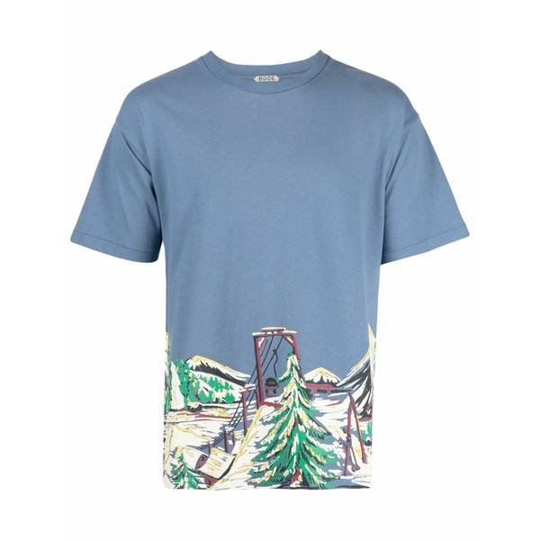 ボーディ メンズ ティーシャツ トップス Ski lift cotton t-shirt Blue